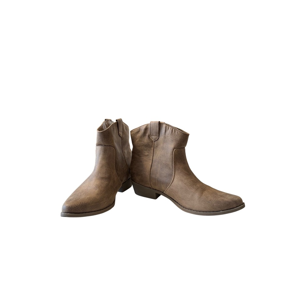 Arizona Jean‎ Co Brown Faux Leather Western Fringe Ankle Boots Womens Size 9
